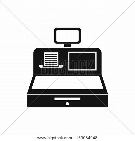 Cash register with cash drawer icon in simple style isolated vector illustration