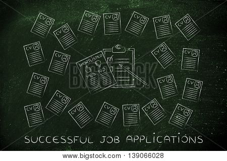 Shortlist Document Surrounded By Lots Of Resumes