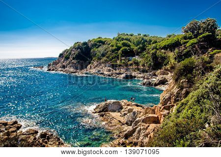 sea and coastline in Lloret de Mar, Spain