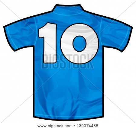 Number 10 ten Blue sport shirt as a soccer, hockey, basket, rugby, baseball, volley or football team t-shirt. Like Italy or France national team