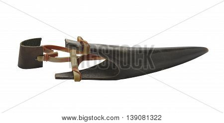 Simple slingshot with a horn of a fork isolated on white background