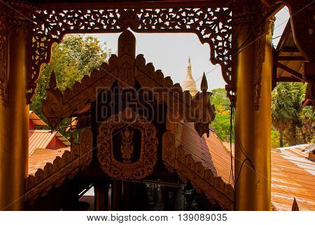 Pagoda In The Town Of Bago, Pegu. Myanmar. Burma.