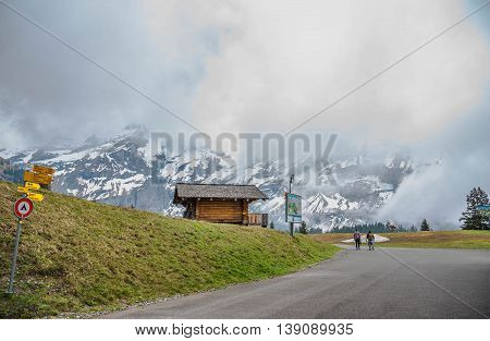 A Couple Walking to Oeschinensee Lake - Kandersteg Switzerland