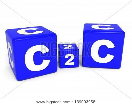 C2C Cubes On White Background. 3D Illustration.