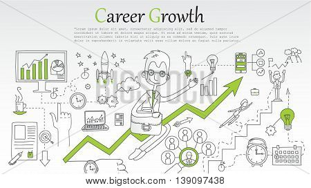 Career concept of thin line flat design banners for workflow, career, professional skill, human resources business process, education.