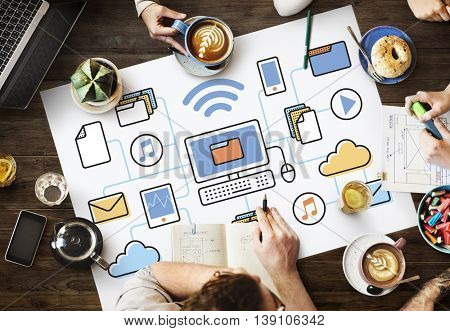 Digital Electronic Data Computing Connection Concept