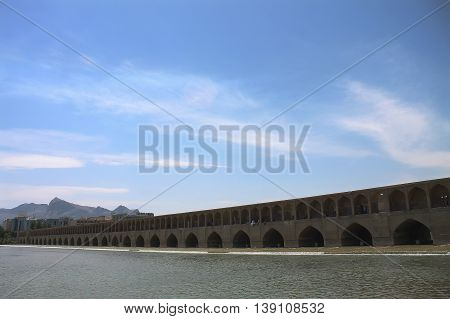 An old bridge from 17th B.C which is known as the bridge of thirty three spans in Isfahan of Iran