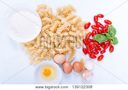 Fusilli Pasta Made By Hand In The Kitchen With Natural Ingredients