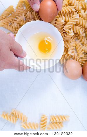 Fusilli Pasta Made By Hand In The Kitchen With Natural Ingredients