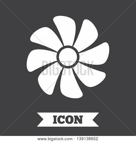 Ventilation sign icon. Ventilator symbol. Graphic design element. Flat ventilation symbol on dark background. Vector