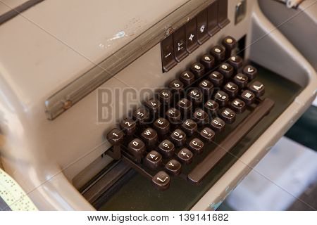 Close up of a Keyboard of ancient telex