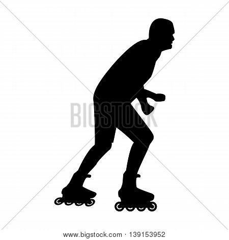 Summer activities man on roller skates flat style