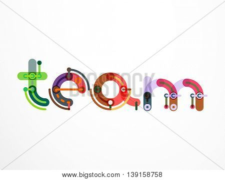 Team word lettering banner. Geometric thin line minimal design