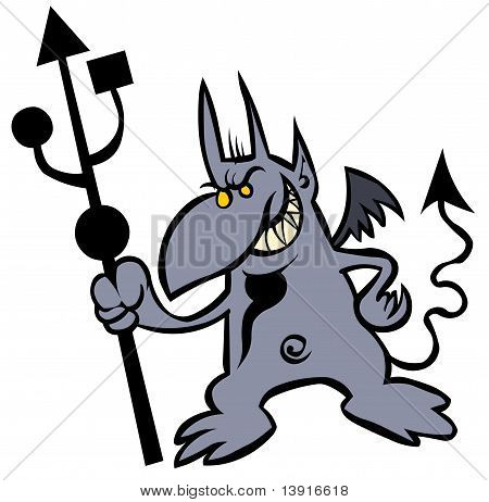 Legrační ďábel s USB trident.