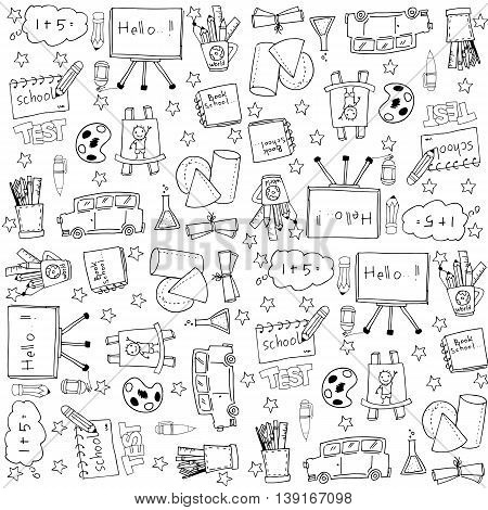 Education doodles vector stock with hand draw