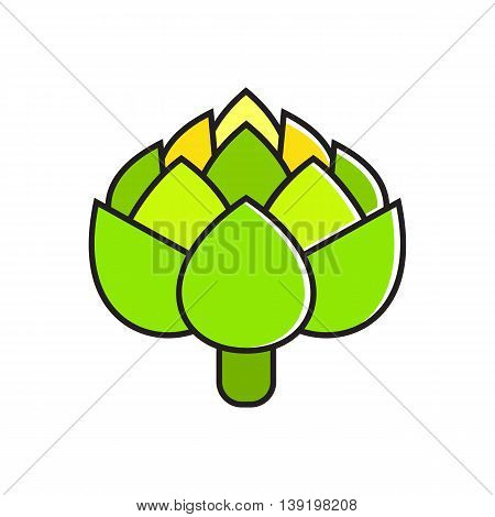 Illustration of fresh green artichoke. Vegetable, healthy food, greengrocery. Food concept. Can be used for topics like healthy food, vegetables, greengrocery