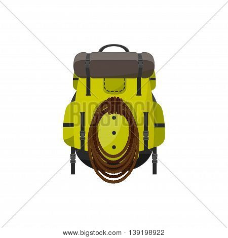 Backpack in a flat stzle. Vector illustration. School bag.Travel, camping or hiking. Tourism. Luggage