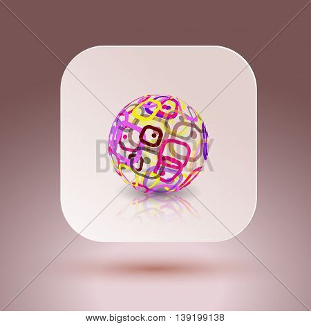 Abstract globe made from retro rectangles. Conceptual Technology Logo. Vector illustration