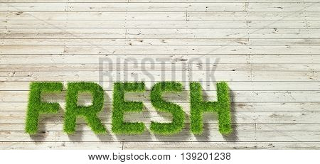 fresh made of grass on white wood background