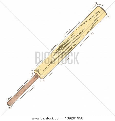 Cricket bat. cricket bat vector. cricket bat isolated. Doodle style. Equipment for cricket vector illustration isolated on white background an engraving style