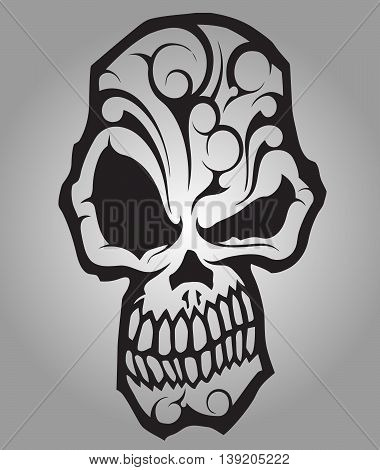 Vector illustration of skull tribal old head