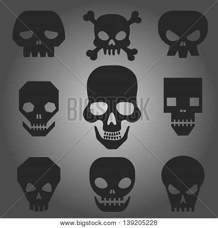 Vector illustration of skull pirate icon set