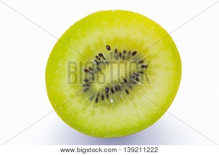 A kiwi fruit slice close up isolated