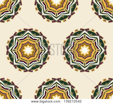 Hand drawn seamless pattern with mandalas. Endless texture can be used for wallpaper, textile, pattern fills, web page background.