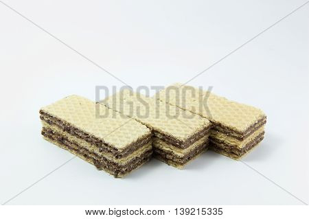 A chocolate wafer arrange zigzag shape isolated