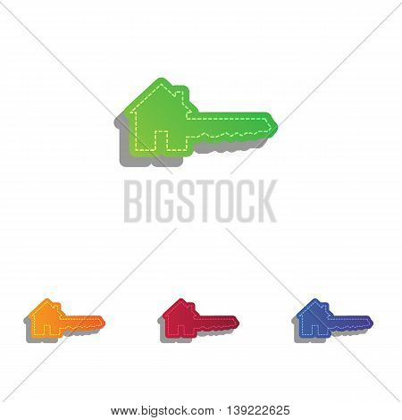 Home Key sign. Colorfull applique icons set.