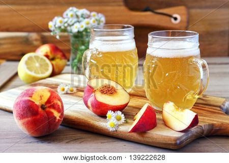 Light fruit craft beer fruits and bouquet of wildflowers