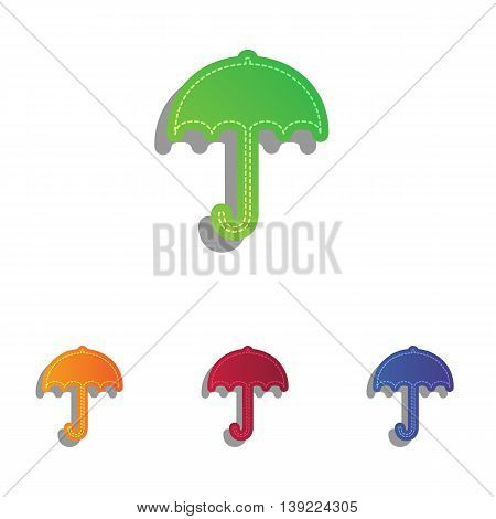 Umbrella sign icon. Rain protection symbol. Flat design style. Colorfull applique icons set.