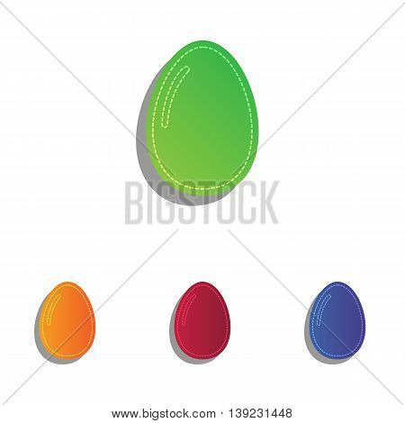 Chiken egg sign. Colorfull applique icons set.
