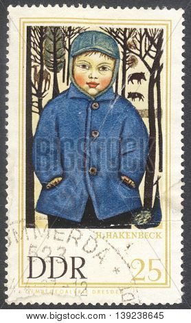 MOSCOW RUSSIA - CIRCA JANUARY 2016: a stamp printed in DDR shows the painting 