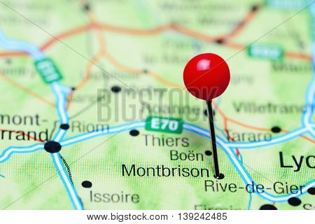 Montbrison pinned on a map of France