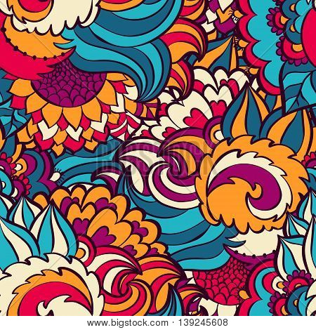 Hand painted watercolor vector flowerseamless pattern background