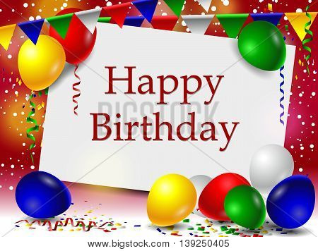 Birthday card with colorful balloons for you design