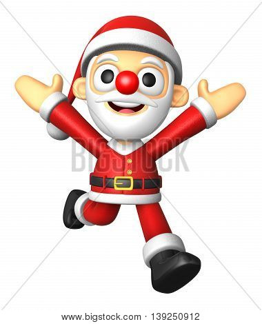 3D Santa Character On Powerfull Running. 3D Christmas Character Design Series.