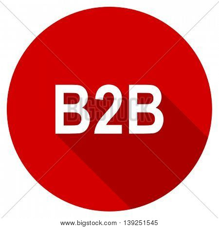 b2b red vector icon, circle flat design internet button, web and mobile app illustration