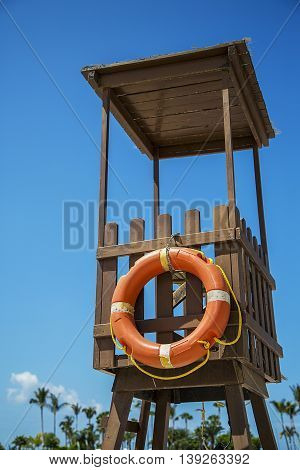 Detail of observation tower on the beach