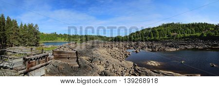 Panoramic View Of A Historic Dam At Naesaaker In Sweden