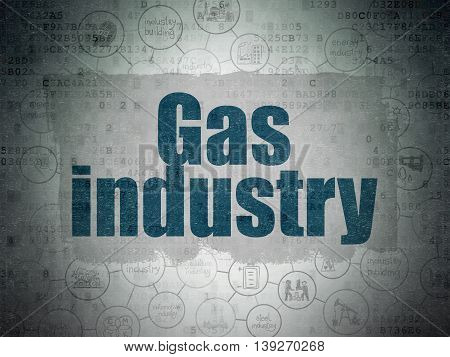 Industry concept: Painted blue text Gas Industry on Digital Data Paper background with  Scheme Of Hand Drawn Industry Icons