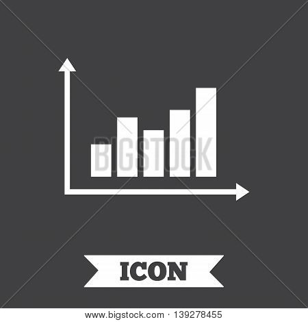 Graph chart sign icon. Diagram symbol. Statistics. Graphic design element. Flat graph chart symbol on dark background. Vector