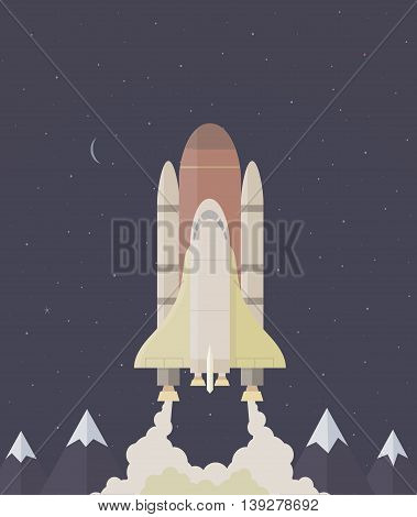 Shuttle launched into space from the ground at night, and sidereal time