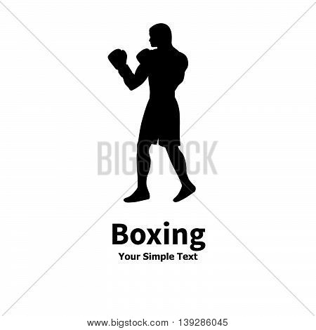 Vector illustration of a silhouette of a boxer isolated on white background.