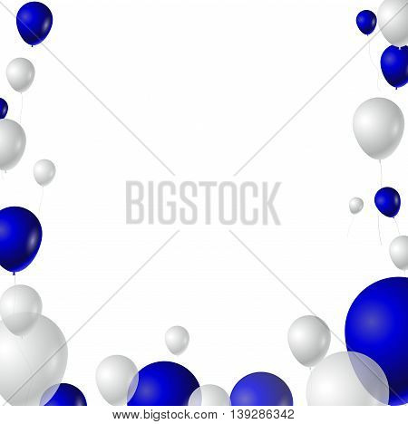 Birthday card with blue and white balloons