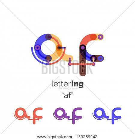 Letter logo business linear icon on white background. Alphabet initial letters company name concept. Flat thin line segments connected to each other. Flat cartoon industrial wire or tube design of ABC
