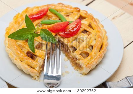 close up image of home made beef pie