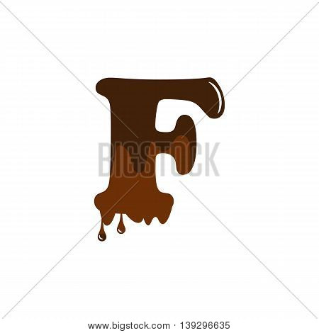 Melted chocolate alphabet over white background vector icon