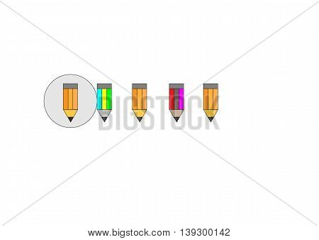 small icons pencils, beautiful vivid illustration to set the mood